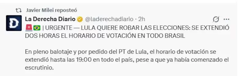 El tuit del presidente argentino