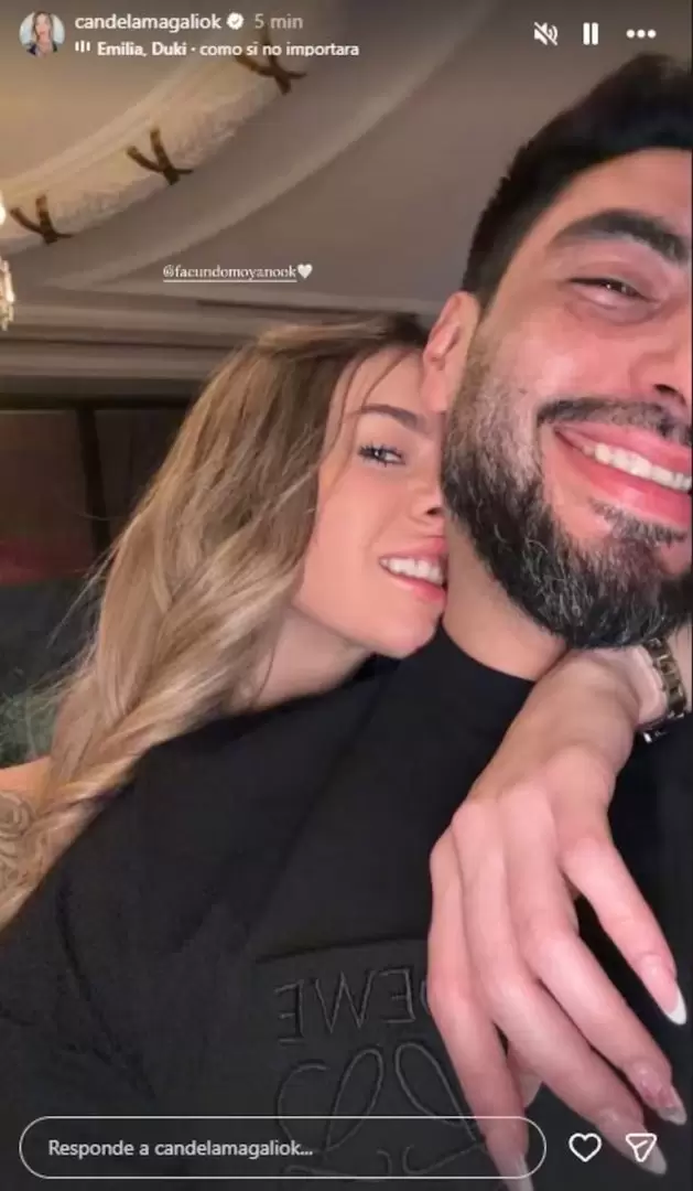 Facundo Moyano y Candela Arizaga juntos tras el levantamiento de la perimetral