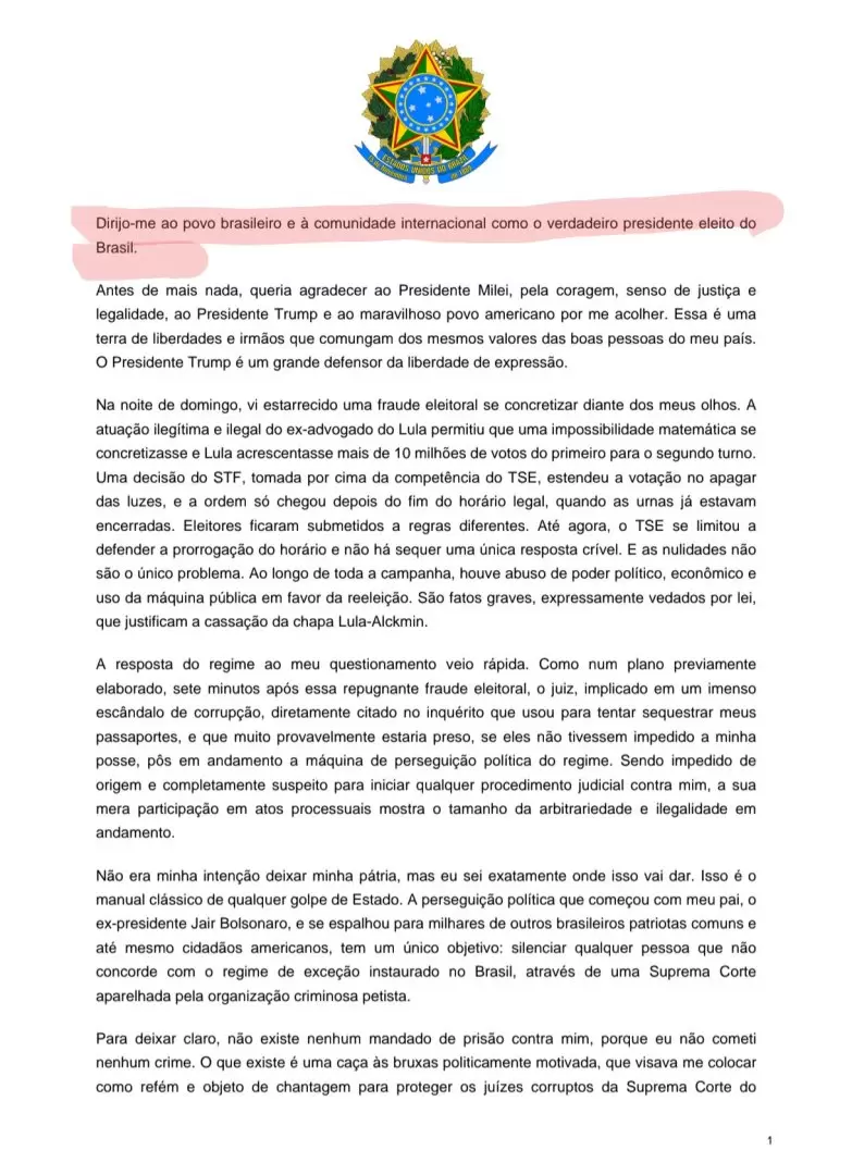 Primera versión: "Presidente electo"