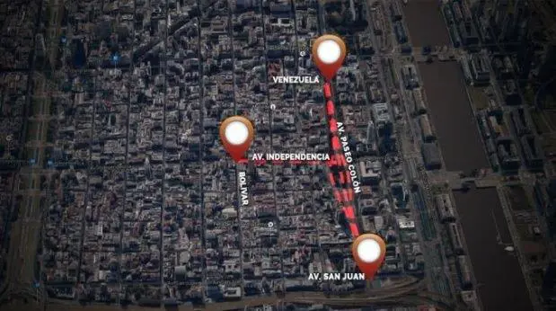 Mapa de cortes de calles para la movilizacin