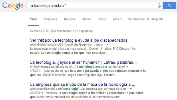 El asterisco, el comodín de Google