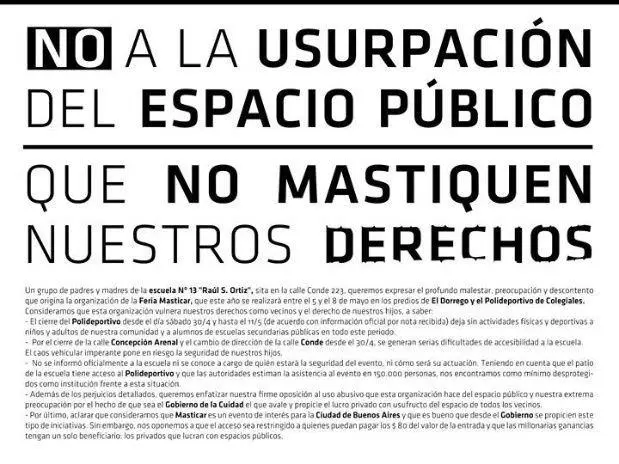 El comunicado que difundieron los damnificados por la feria Masticar