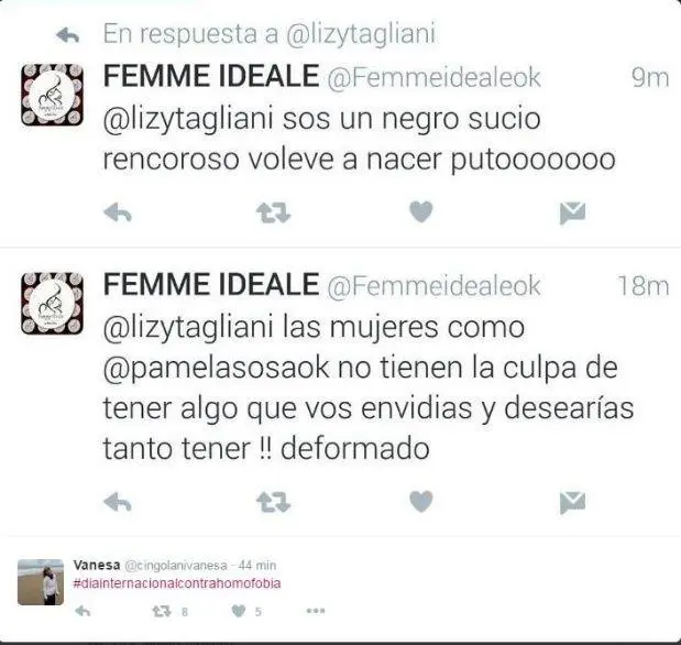 Las respuestas homofbicas contra Lizy Tagliani