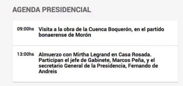 La agenda presidencial