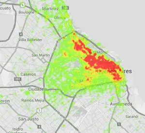 En rojo, las zonas donde ms usuarios consumen Uber en Buenos Aires