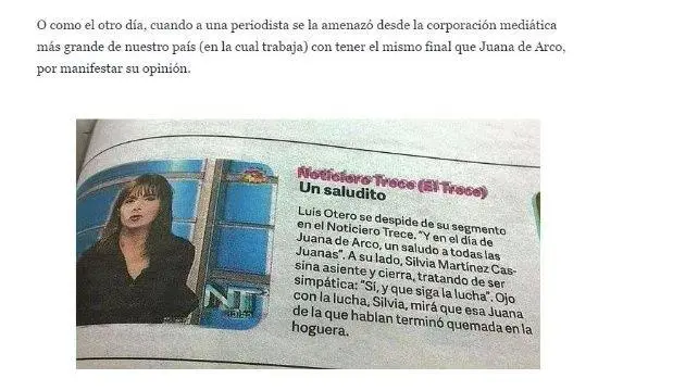 Extracto del texto que escribi Florencia Kirchner en referencia a la segunda marcha del #NiUnaMenos