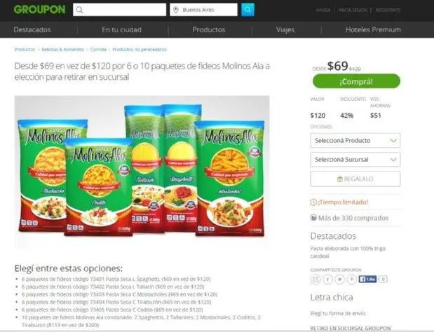 Fideos Groupon