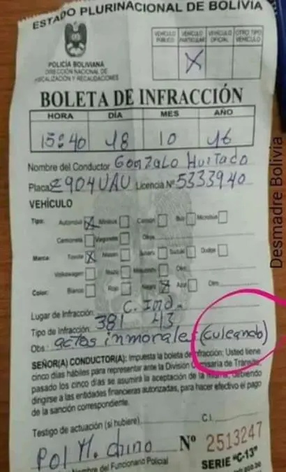 Boleta de trnsito