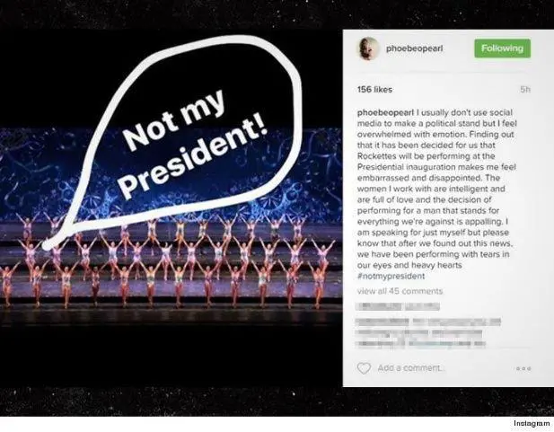 El mensaje de Phoebe Pearl, la Rockette enojada por tener que bailar para Trump