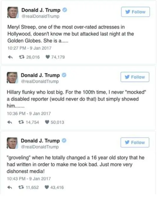 Los tweet de Donald Trump contra Meryl Streep