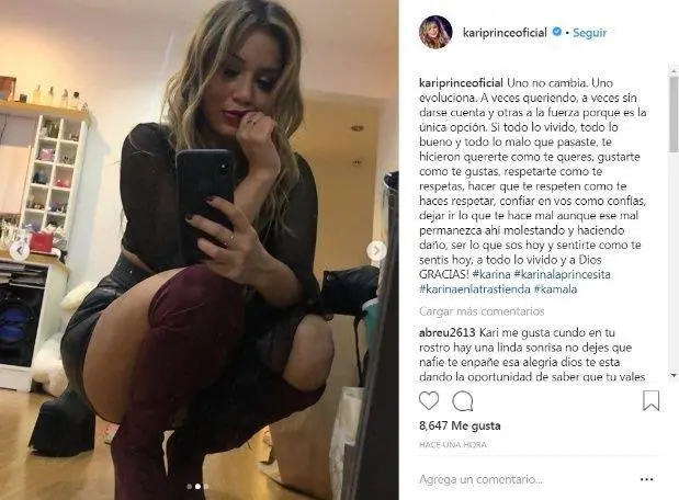 El llamativo posteo que comparti� Karina en Instagram.