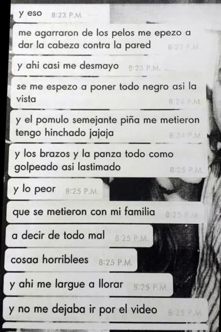 El chat en el que Fernando la acus a Nahir de haberlo golpeado.