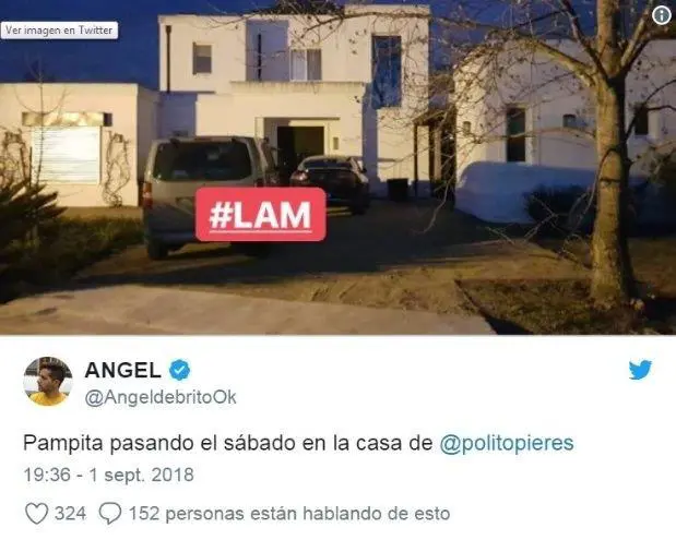 El tweet en el que ngel De Brito escrach a Pampita y a Polito Pieres.