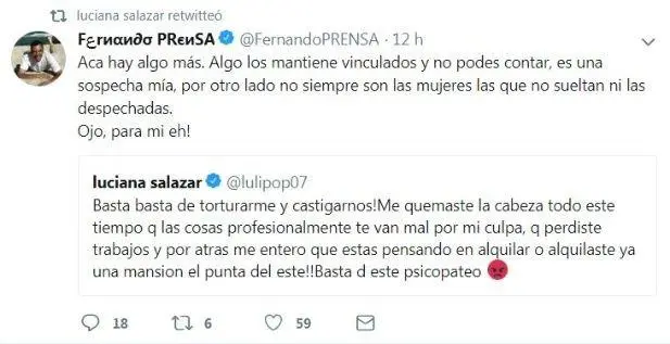 El llamativo mensaje que Luciana Salazar comparti contra Redrado.