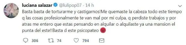 El furioso tweet de Luciana Salazar contra Martn Redrado.