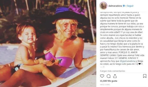 El emotivo posteo de Dalma a Claudia Villafae por su cumpleaos.