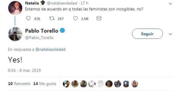 El descalificativo tweet del diputado nacional contra las mujeres.