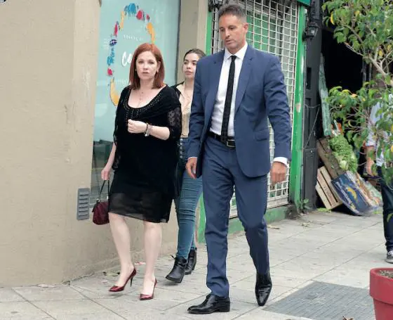 Del Boca, su hija Anna Chiara y el abogado Juan Pablo Fioribello.